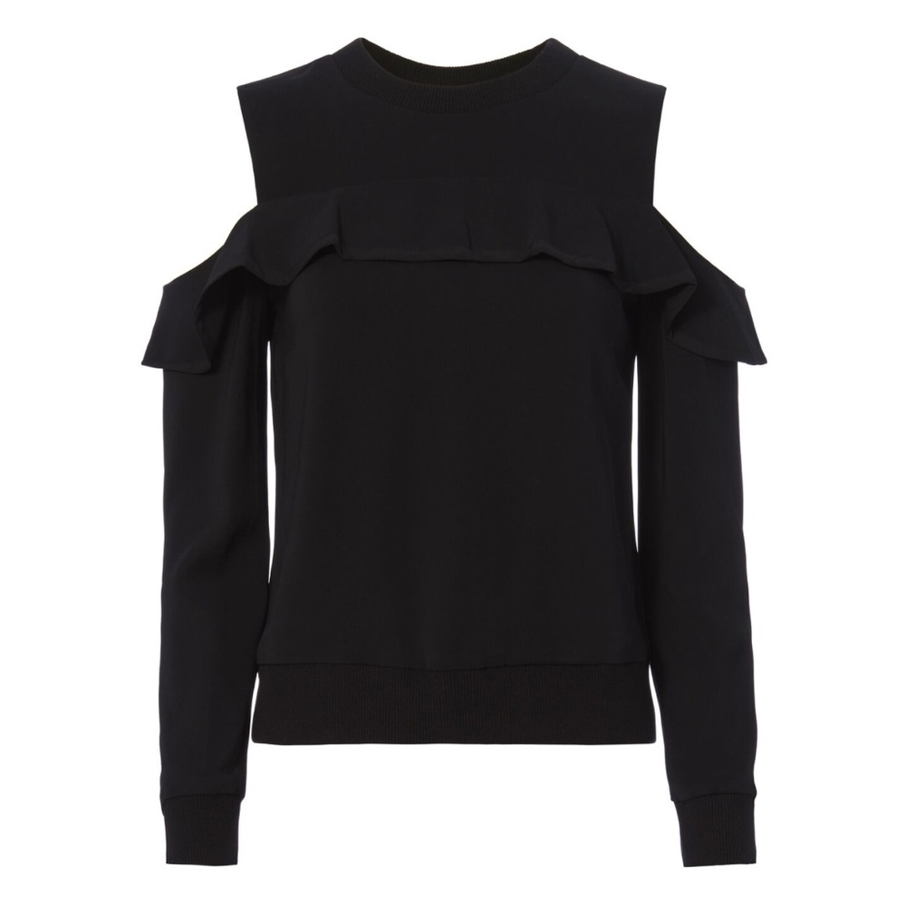 A.L.C | Lindsey Cold Shoulder Ruffle Pullover Top In Black EUC Women's Size 2